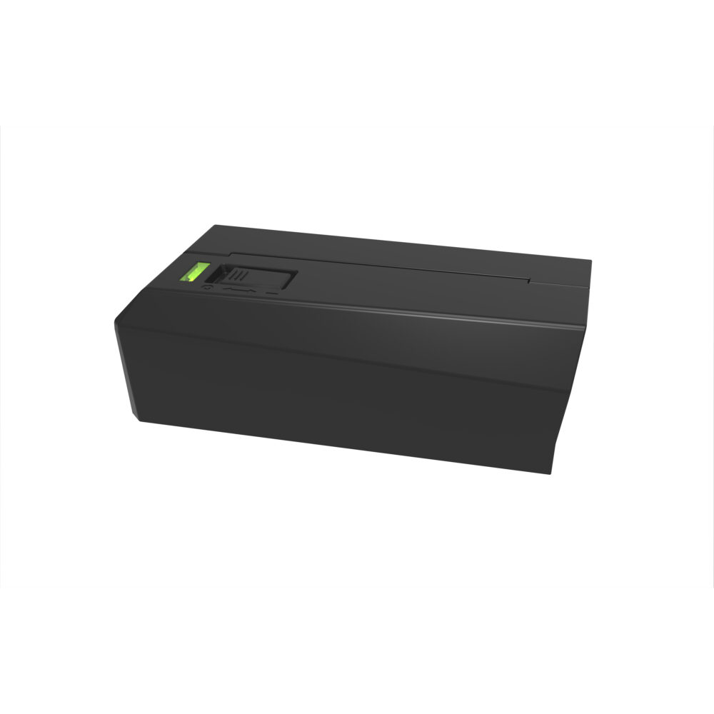 Svart streckkodsskrivare med SD-kortplats för kontorsbruk.